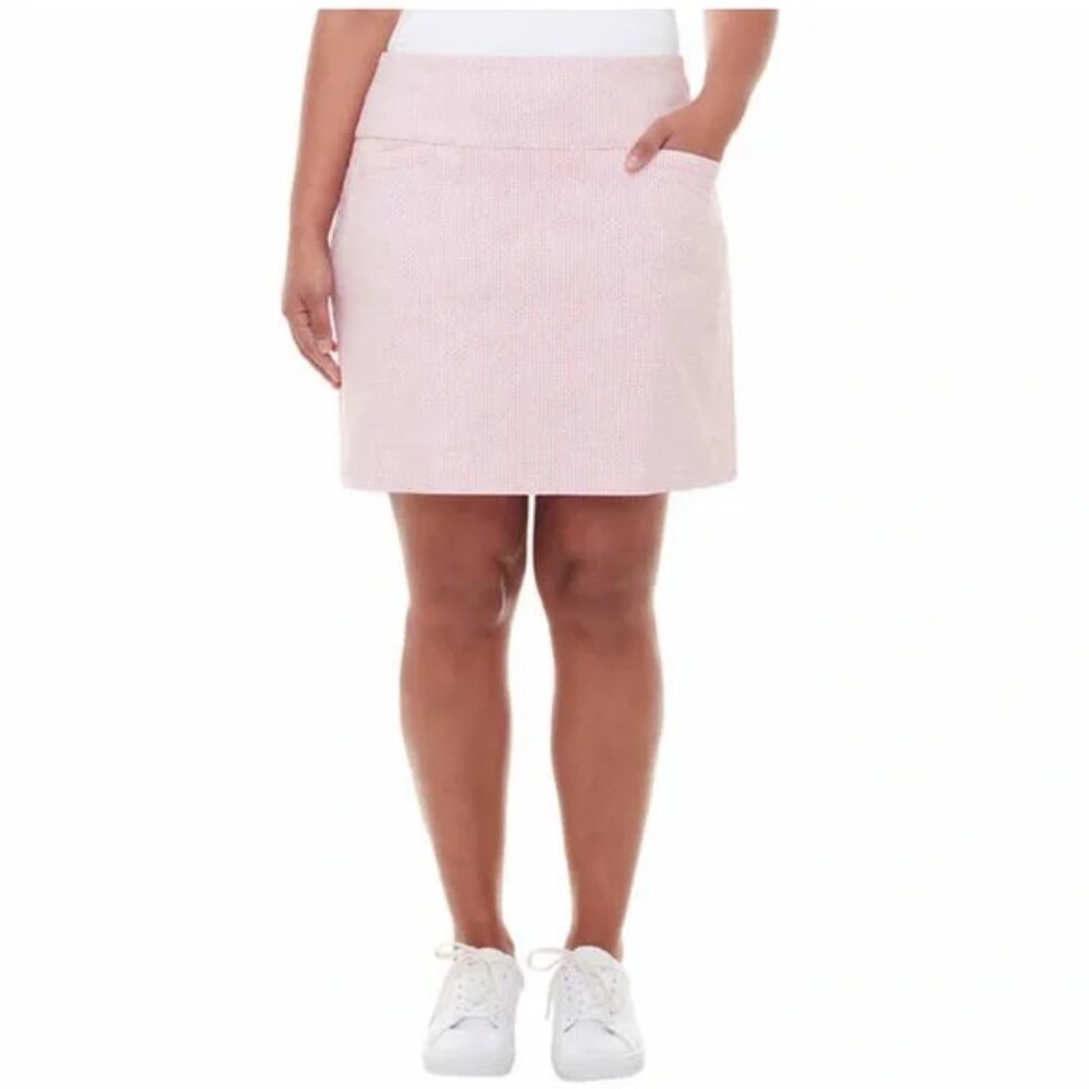 NEW S.C. & Co. Print Pull On Elastic Waist 360 Tummy Control Skirt Shorts Skort